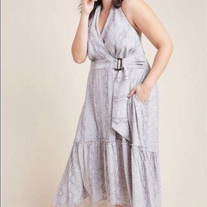 Anthropologie Snake Print Halter Dress